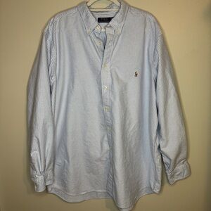 Polo Ralph Lauren Men’s 2XB Blue White Stripe Button Down Shirt Big Tall